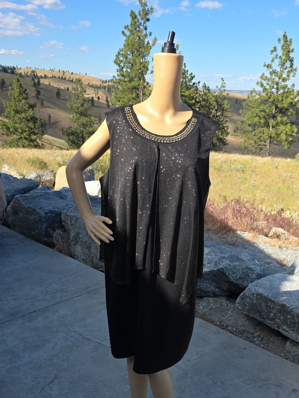 Enfocus Studio Black Glitter Evening Top